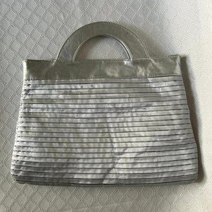 Mario Tricoci Silver Shiny Satin Glam Purse Bag
